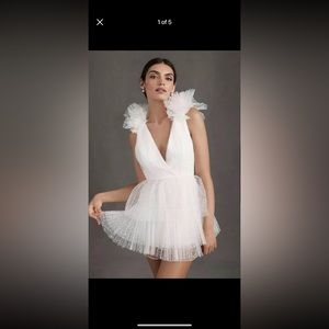 Perrie Tiered Shoulder Ruffle V-neck mini dress